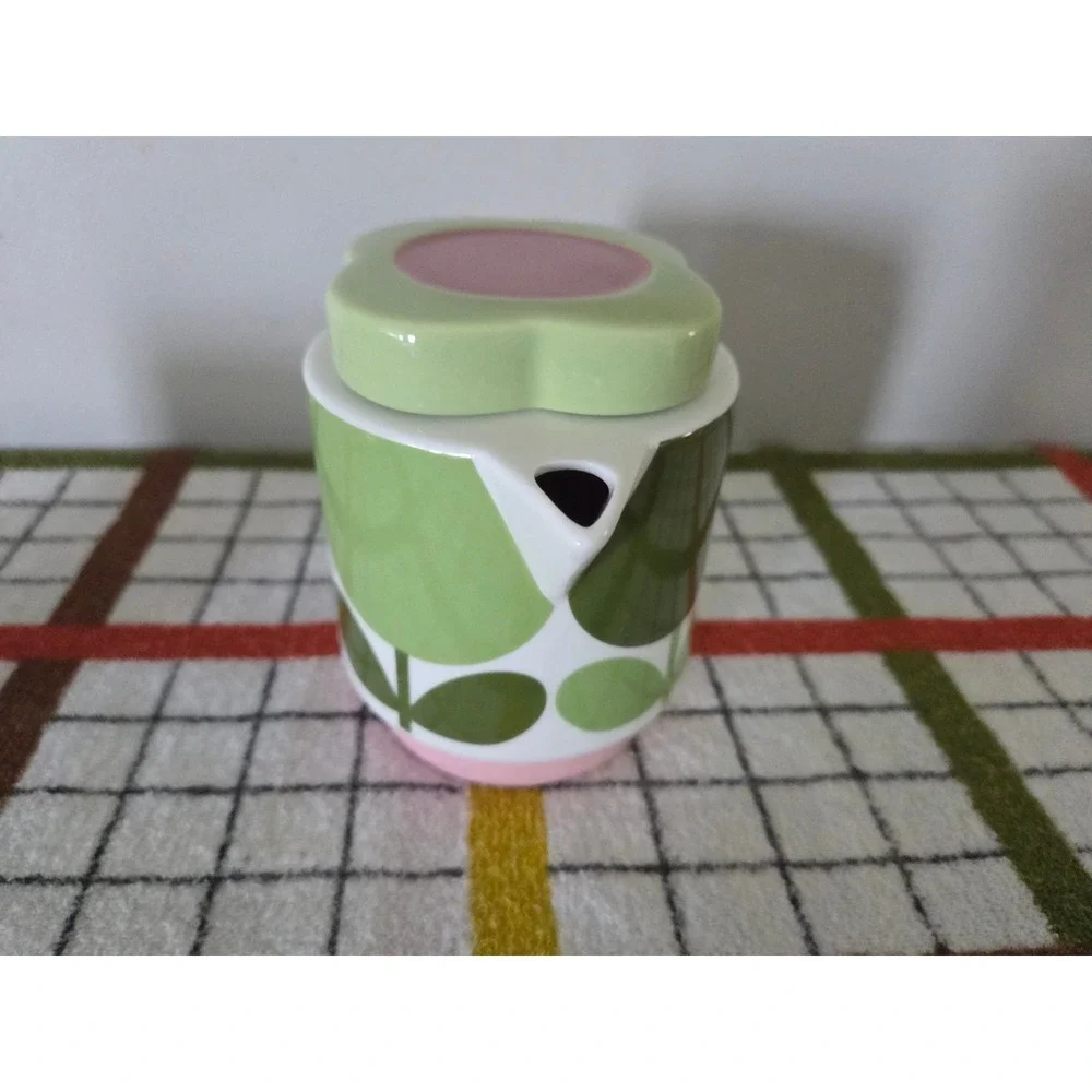 Orla Kiely Ceramic Teapot and Creamer Set Floral Stem Green Yellow Pink Retro